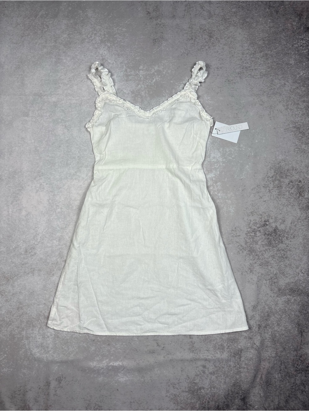 NWT Abound White Linen Blend Ruffle Strap Mini Sundress XS